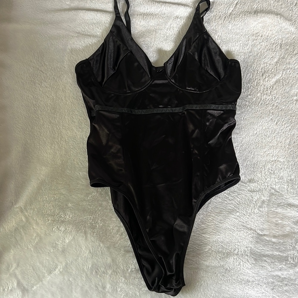 Black bodysuit with bodice detail